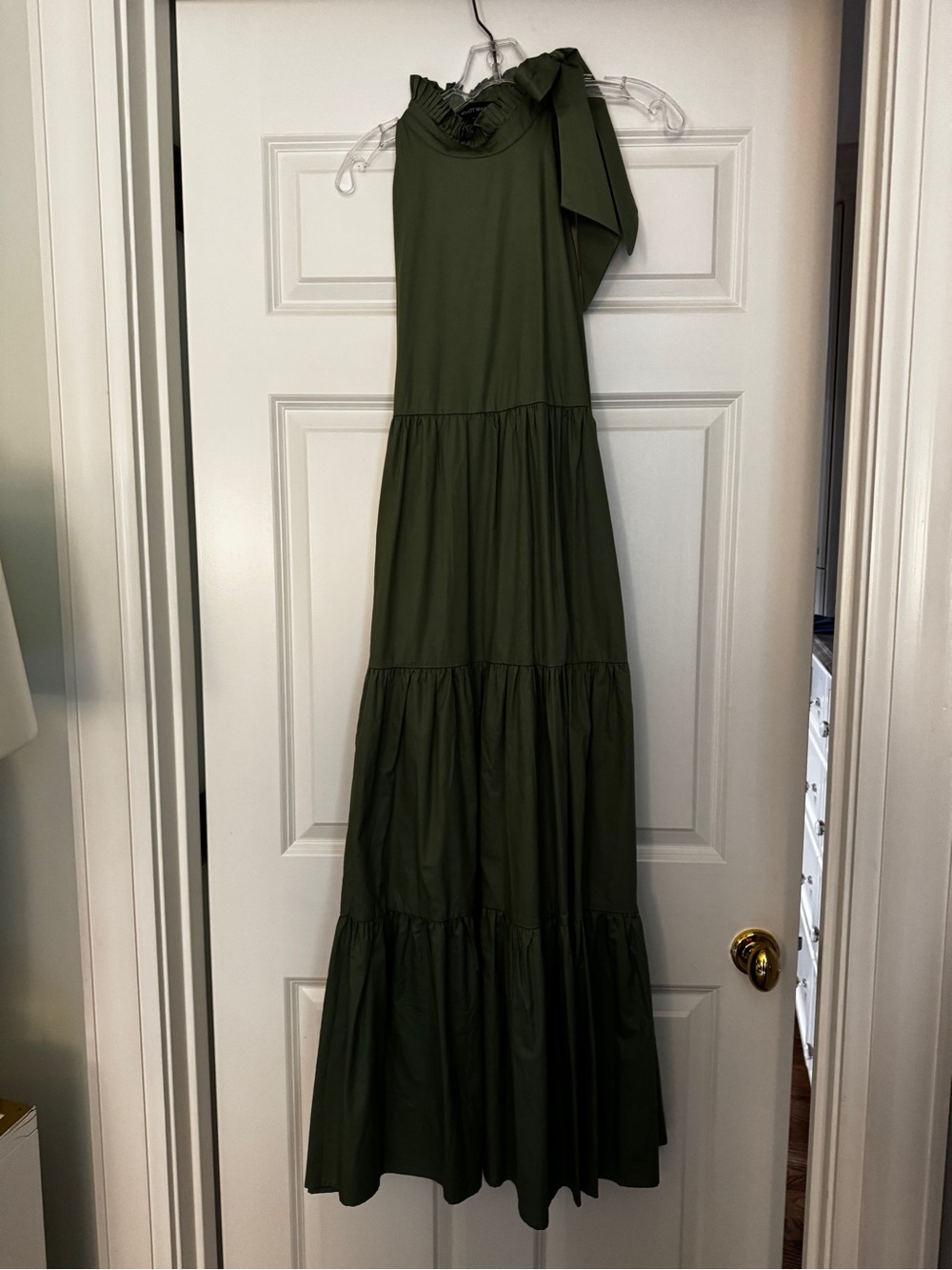 Green One-Shoulder Tiered Maxi Dress